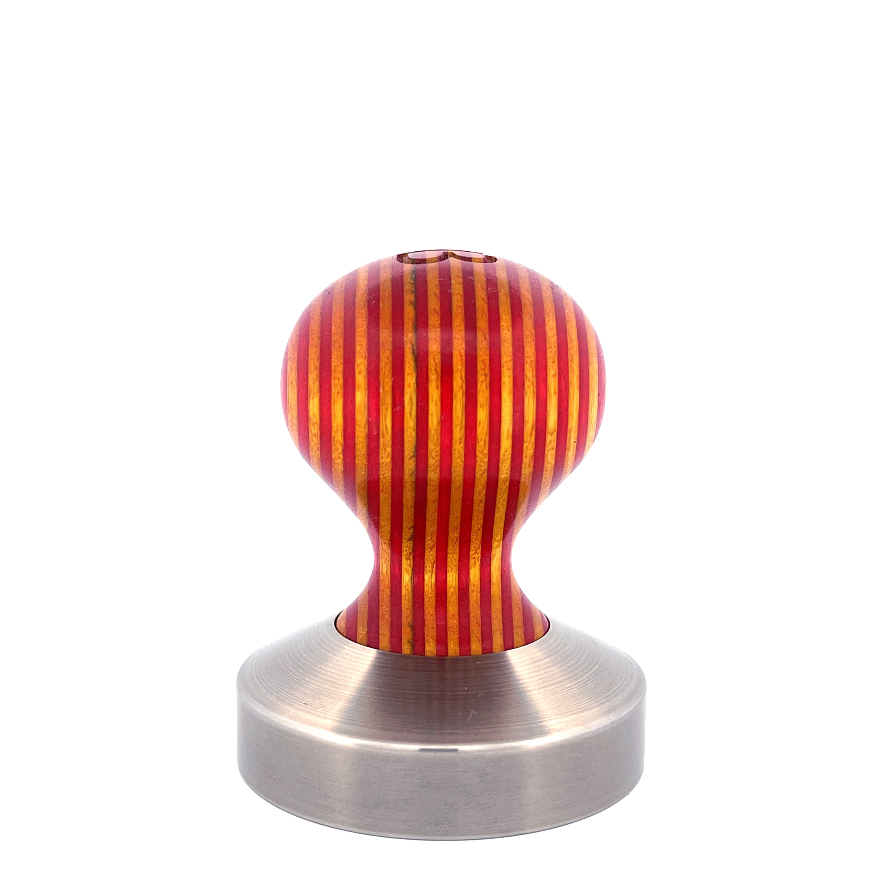 Ball Tamper Handle — Plywood, Red and Yellow