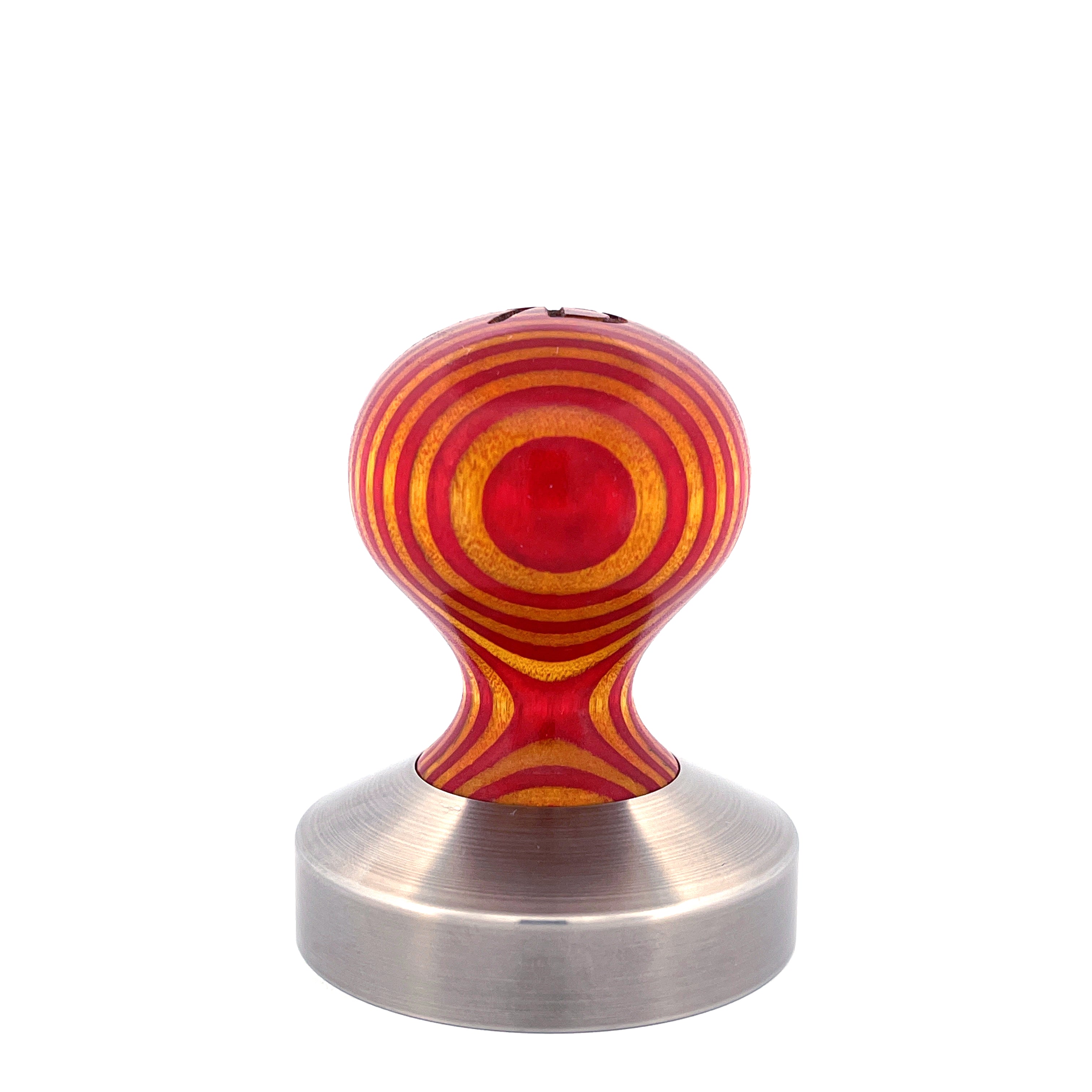 Ball Tamper Handle — Plywood, Red and Yellow
