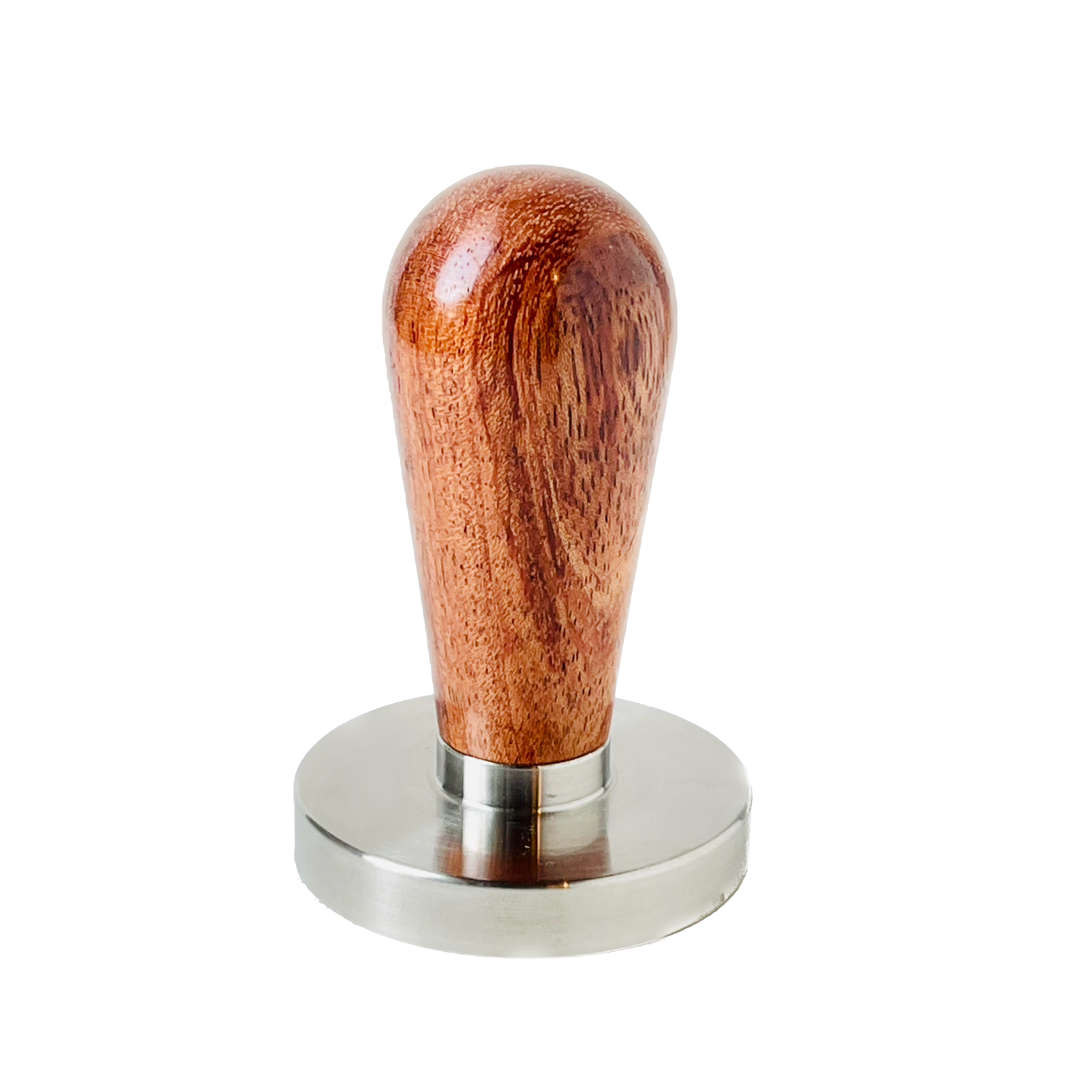 Teardrop Tamper Handle in Bubinga (African Rosewood) + 58.4mm Brass Base (LAST ONE)