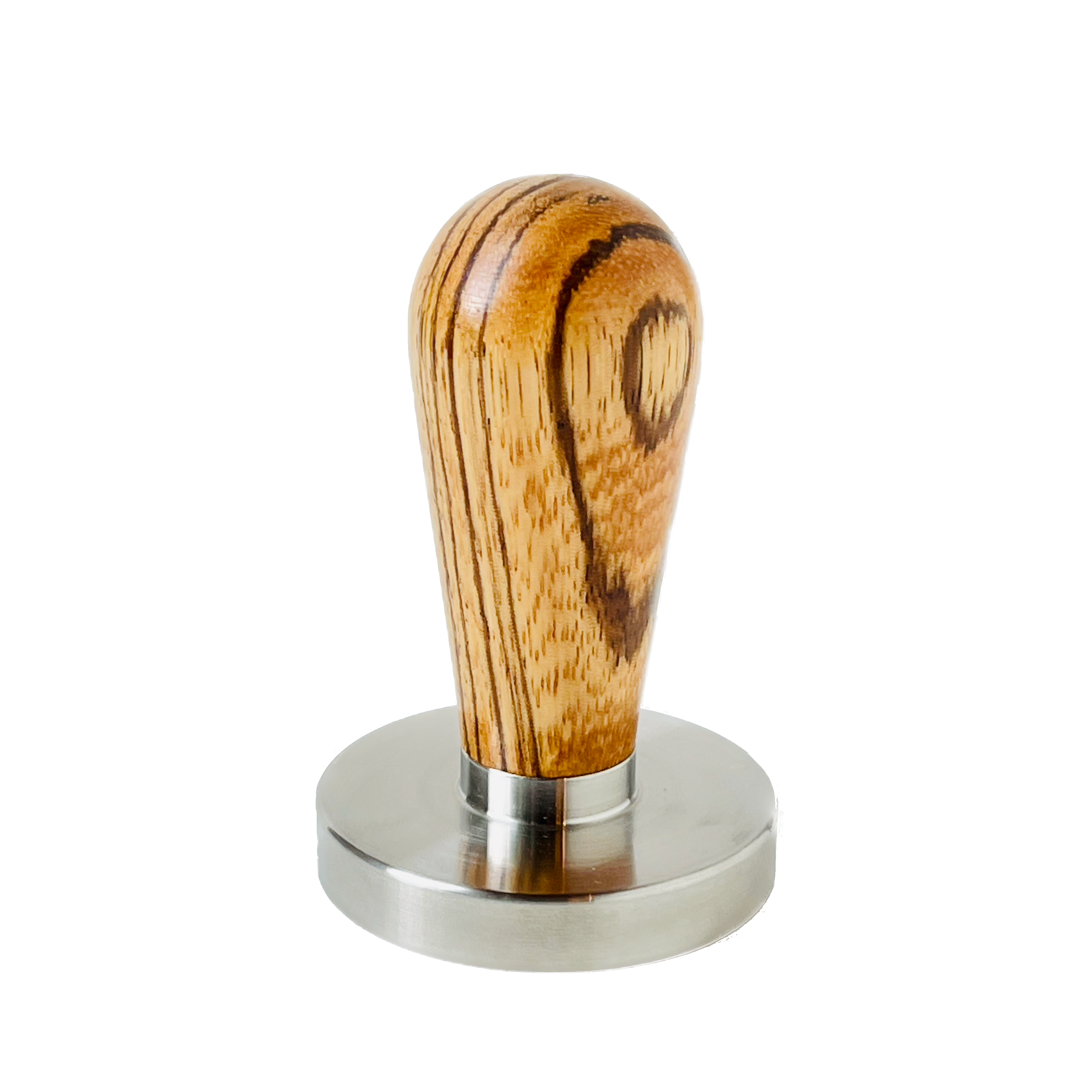 Teardrop Tamper Handle in Zebrawood + 58.4mm Base (LAST ONE)